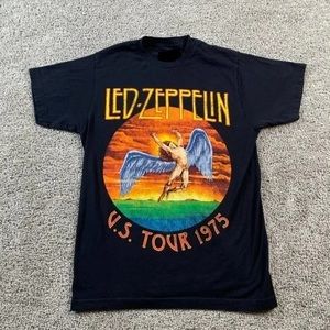 TeriH Led Zeppelin Shirt Mens Medium Black Yellow Short Sleeve Music Rock Casual